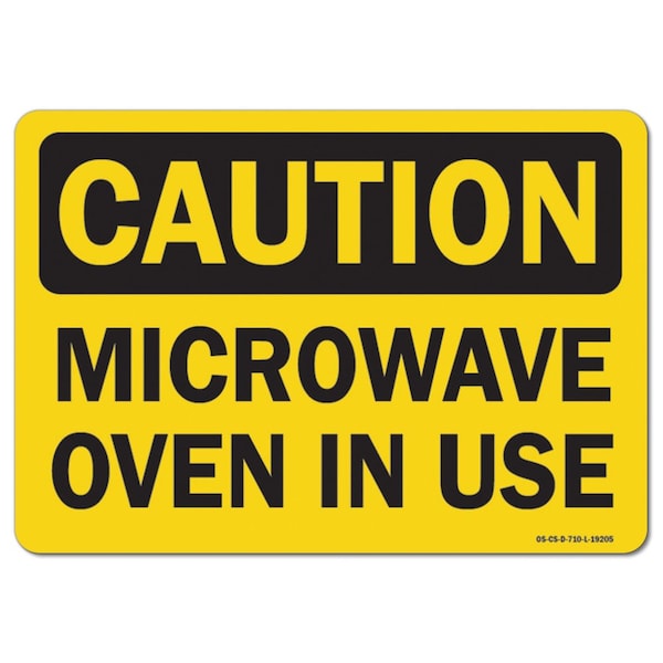 OSHA Caution, 3.5" Height, Decal, 5" x 3.5", Landscape, PK10, Microwave Oven In Use